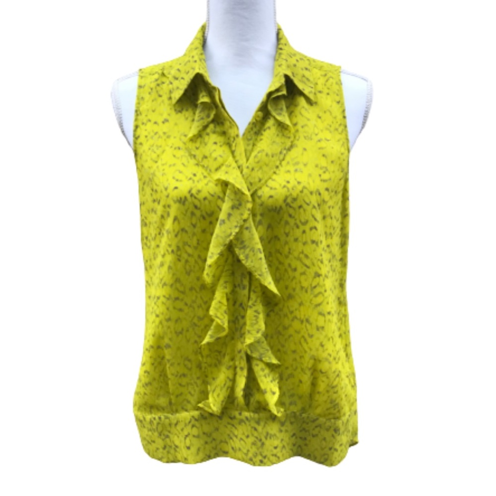 CAbi Reign Sleeveless Ruffle Blouse Size XS